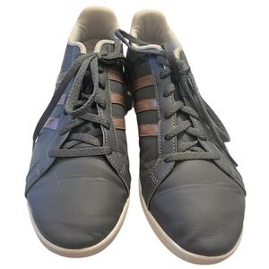 Adidas NFO Women's Size 10 VS Coneo QT Sneaker Gray Lace Up Rose Gold Stripes